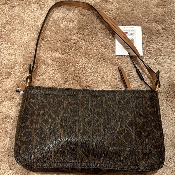 NWT Calvin Klein, shoulder bag, handbag purse, mother’s flowers roses, brown - Picture 4 of 15